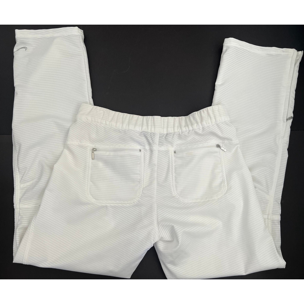 Nike Sphere Dry Y2K White Track Pants Women’s Medium Vintage Pinstripe Zip Ankle - Picture 8 of 12